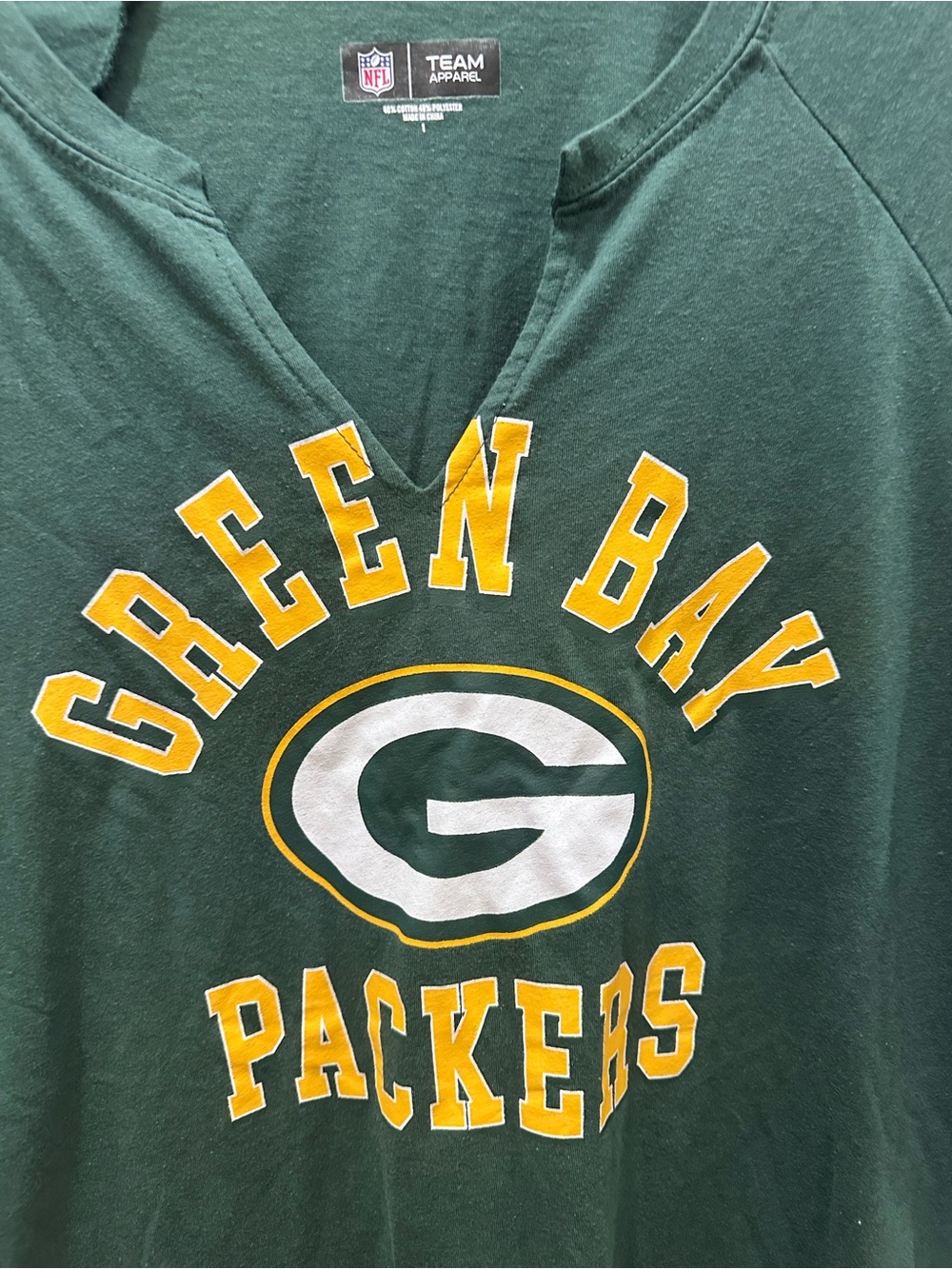 NFL Team Apparel Green Bay Packers Womens Green 3/4 Sleeve Graphic T-Shirt Large - Picture 2 of 5